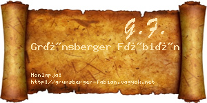 Grünsberger Fábián névjegykártya